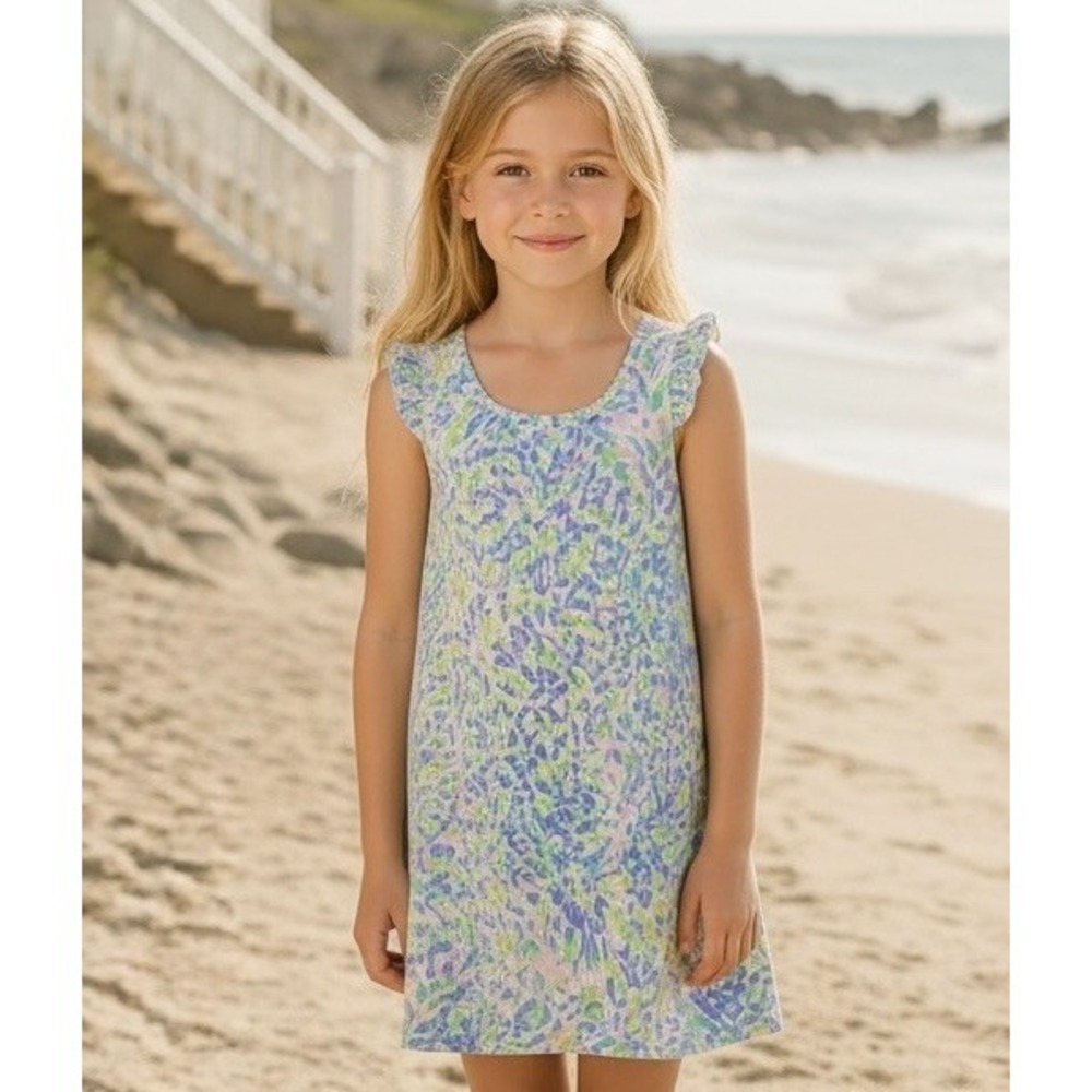 Lilly Pulitzer‎ Girls Dress Size Large 8-10 Sleeveless Ruffe Shell Of A Party